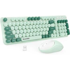Globalsades Wireless Keyboard and Mouse Combo (Green)
